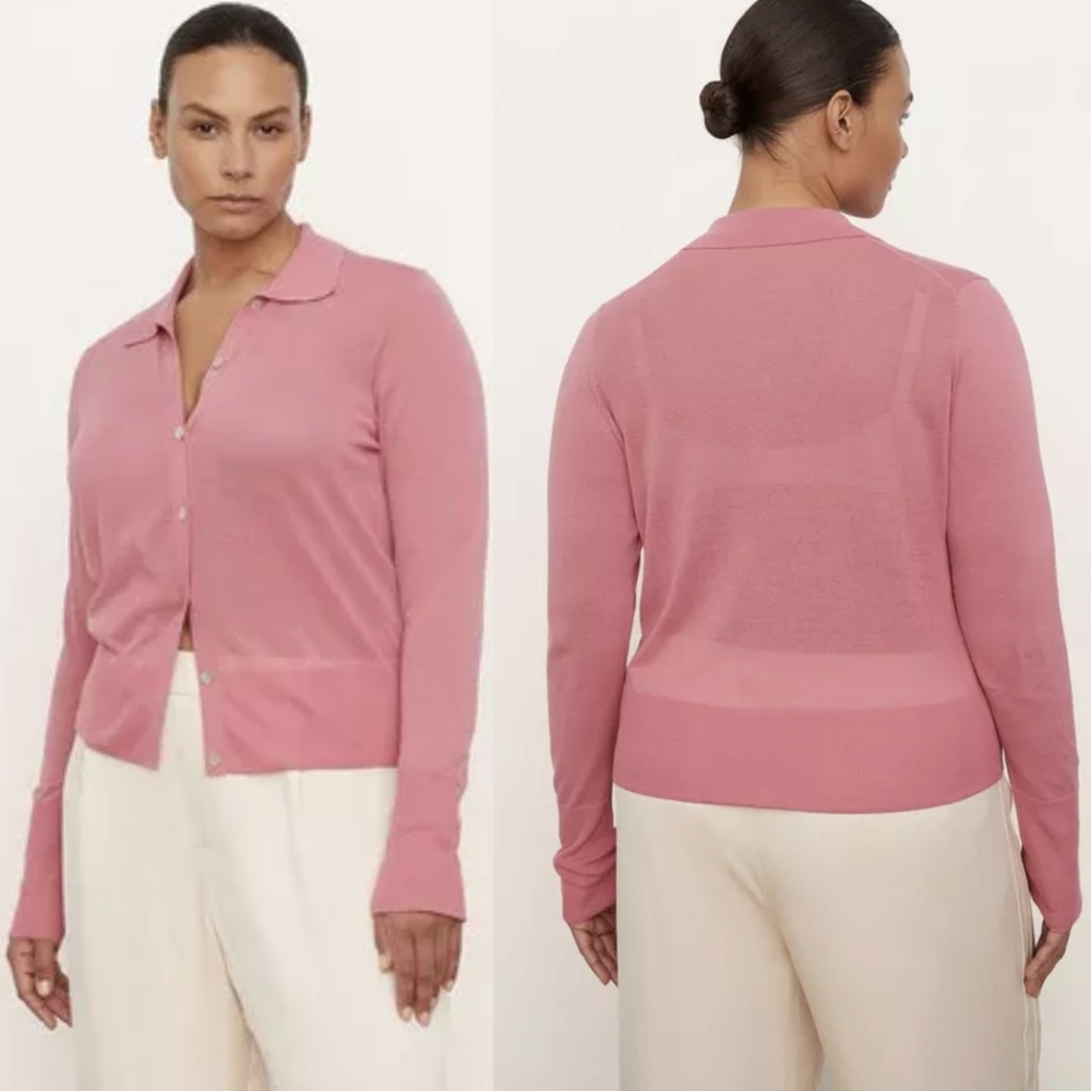 Vince Pink Lightweight Button-Front Cardigan